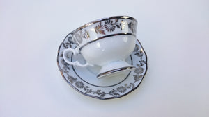 Porcelain cup and saucer, Hand made in Italy. Style #253  Black Margherita
